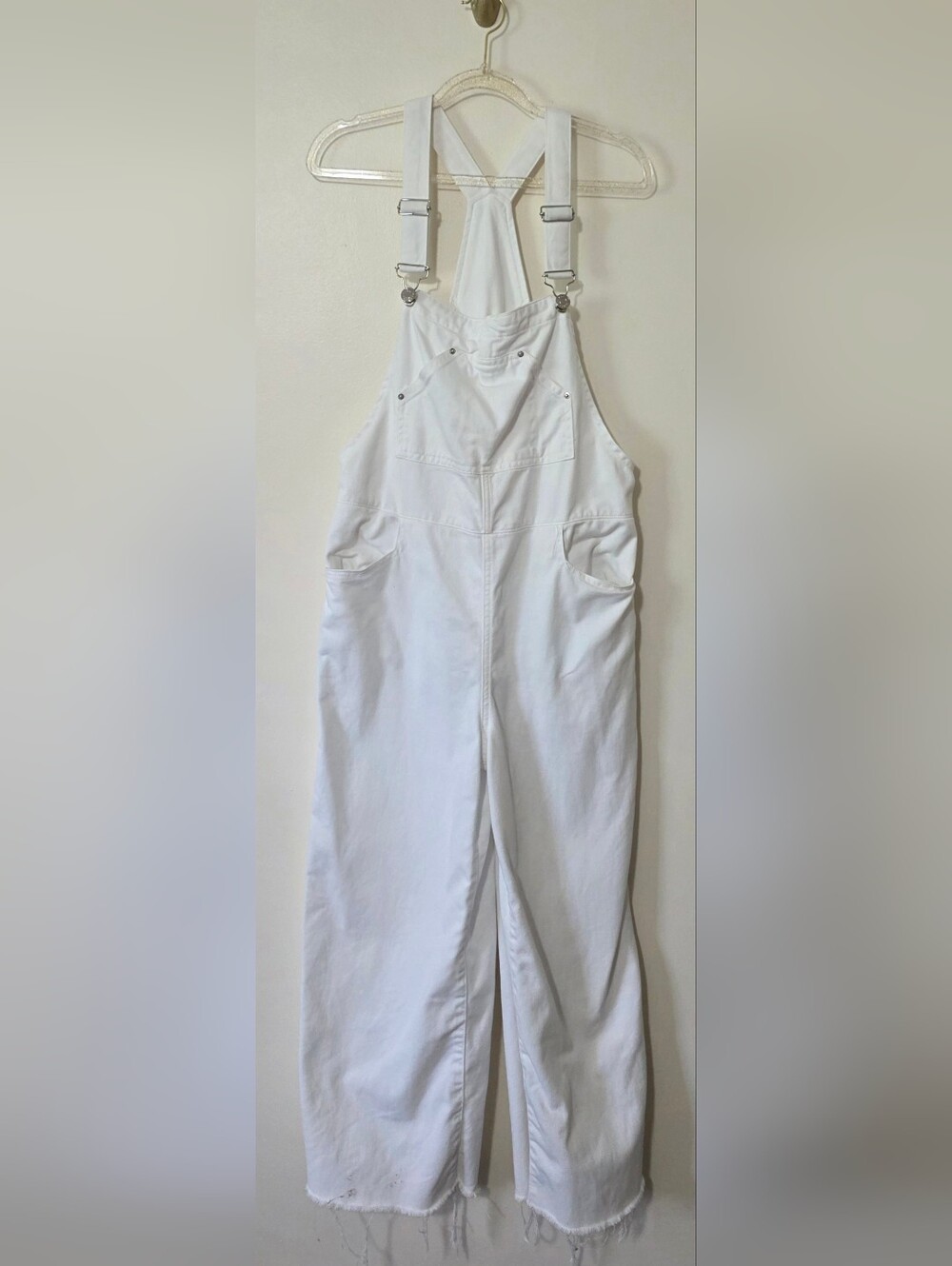 MNG Denim Overalls Coastal Painter Carpenter Gardening Boho Frayed Leg Sz Small